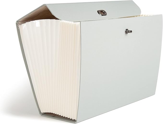 U Brands Fashion Expanding File Folder, Legal Size, 19 Pocket (Gray Linen)