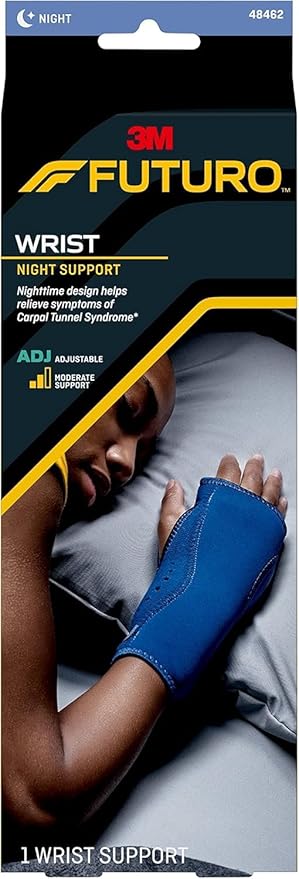 FUTURO Night Wrist Support, Left or Right, Adjustable, Helps Provide Nighttime Relief of Carpel Tunnel Symptoms, Made of Breathable Material, Easy-to-Use Sleeve Design, One Size Fits Most (48462ENR)
