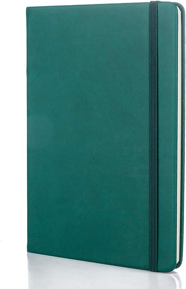 Guissi Classic Dotted Grid Bullet Notebook Journal Dot Hard Cover A5 Premium 80gsm Thick Acid-Free Paper with Fine Inner Pocket Faux Leather Office School Supplies 144 Pages Desgned in Florence