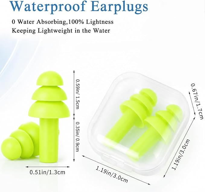 24 Pairs Neon Green Ear Plugs Bulk NRR 29dB Reusable Silicone Ear Plugs with Plastic Cases Soft Foam Plug for Sleeping Noise Cancelling Concerts Shooting Swimming Noise Reduction
