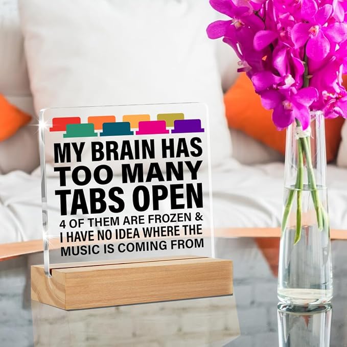 Funny Desk Decor Signs Office Humor Gift for Coworkers Employee | Gifts for Colleagues, Chaos Coordinator Sign Desk Decoration, Clear, Acrylic