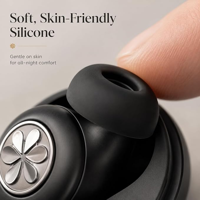 45dB Ear Plugs for Sleeping, Soft Silicone for Side Sleepers, 4 Sizes | Reusable soft silicone with XS/S/M/L sizes for side sleepers, concerts, flights and hotels; carrying case included.