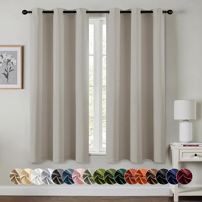 MIULEE Blackout Curtains for Bedroom Living Room 2 Panels, Thermal Insulated Room Darkening Drapes Grommet Noise Reducing Light Blocking Window Treatments 54 Inches Long 40x54 Inch Natural