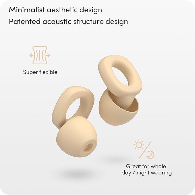 Audree Soft Ear Plugs for Noise Reduction, Reusable Flexible Earplugs for Sleep, Travelling, Focus, Study & Noise Sensitivity, 28dB Noise Cancelling, 8 Silicone Ear Tips in XS/S/M/L, Orange