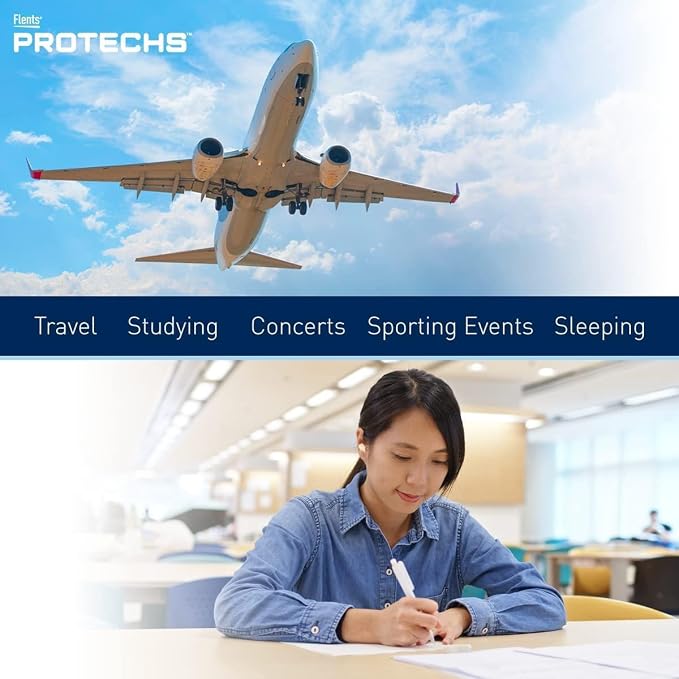 Flents Protechs Foam Ear Plugs for Sleeping, Snoring, Traveling, Concerts, Construction & Studying, Ultra Soft & Comfortable, Blue, 10 Pairs, NRR 32 Hearing Protection for Loud Noise