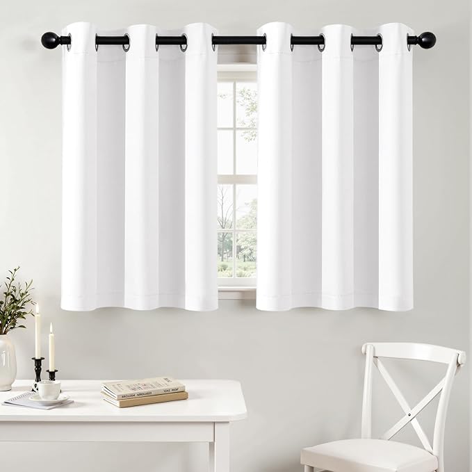 MIULEE Blackout Curtains for Bedroom Living Room 2 Panels, Thermal Insulated Room Darkening Drapes Grommet Noise Reducing Light Blocking Window Treatments 36 Inches Long 40x36 Inch Pure White