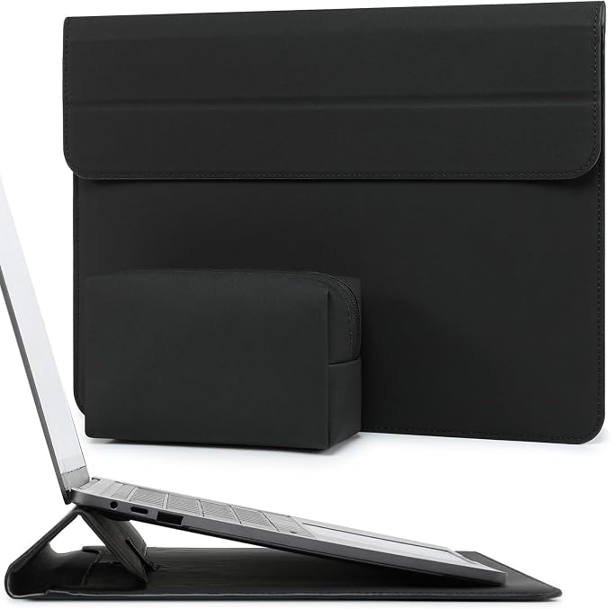 HYZUO 13.3-14 Inch Laptop Sleeve Case with Stand Feature for MacBook Pro 14 M5/M4/M3/M2/M1 2026-2021, MacBook Pro/Air 13.3, 13.5" 13.8" Surface Laptop, HP Spectre X360 13/14, Black