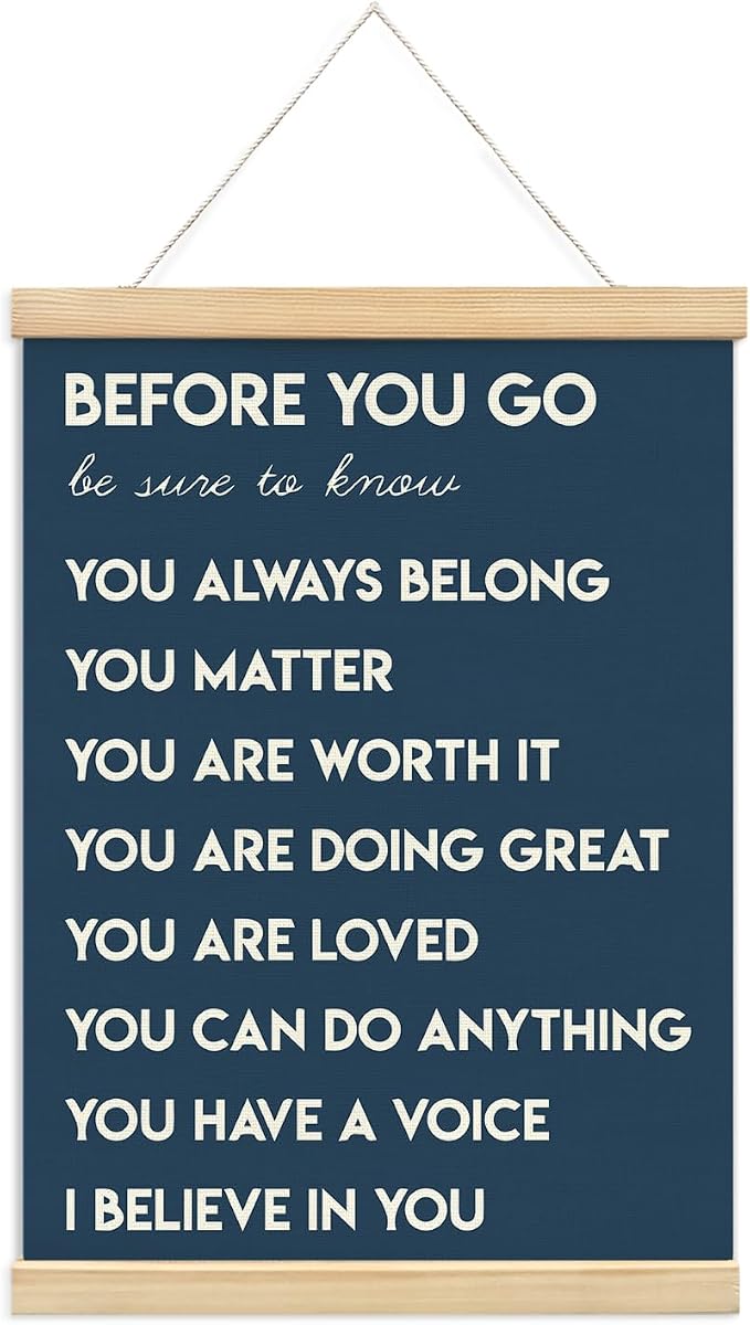 Mental Health Positive Affirmations Inspirational Wall Art Decor, Therapist Nurse Office Signs Wall Art Decor For Office Kids Teen Girls Room Bedroom Playroom Wall Decor Wood Posters Framed（navy）
