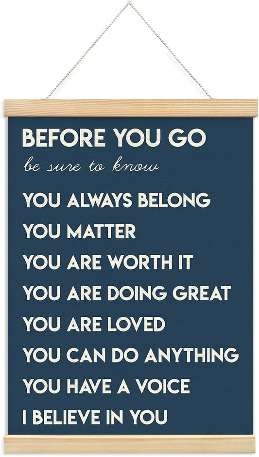 Mental Health Positive Affirmations Inspirational Wall Art Decor, Therapist Nurse Office Signs Wall Art Decor For Office Kids Teen Girls Room Bedroom Playroom Wall Decor Wood Posters Framed（navy）