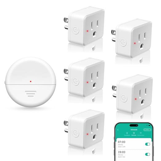 NineLeaf Wireless Motion Sensor WiFi Slim Outlet 260FT Remote Smart Switch | Adjustable Sensing Mode, App Control, WIFI Auto Control Lights Fan Appliances, No Wiring,Garage,1Sensor 5Plugs