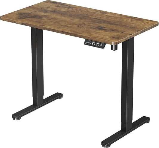 JOY worker Electric Small Stand Up Desk, 35" Whole Piece Height Adjustable | 35" x 20" Rustic Brown Compact Sit Stand Desk with Memory Controller, Narrow Computer Workstation for Home Office Walking Pad