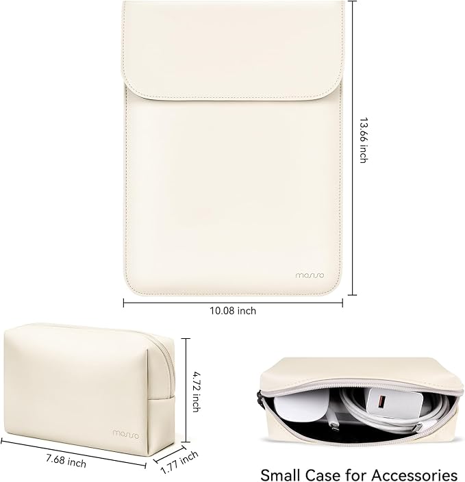 MOSISO Laptop Case 13.3 inch, 13-13.3 inch Laptop Sleeve Compatible with MacBook Neo 13 A18 Pro A3404 /Air 13/Pro 13/Pro 14 M5 M4 M3 M2 M1, Faux Suede Leather Case with Small Bag, Beige