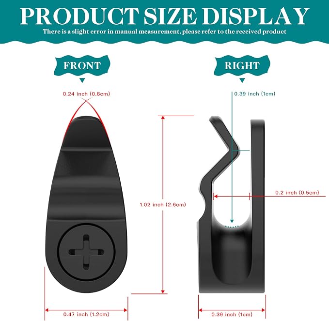 Outdoor String Lights Clips, Weatherproof Cable Hanger Hooks for Hanging Fairy Lights, Holiday Decor - Black, 50 Pack