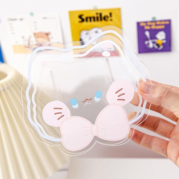 Kawaii Transparent Acrylic Pen Holder Desktop Organizer Creative Cute Bear Bunny Office Stationery Cosmetics Storage Box