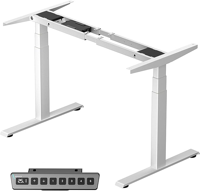 3 Stage Dual Motor Electric Standing Desk Legs Only, 286lb Load Capacity, Height Adjustable from 23.6" to 49.3", Standing Desk Frame, Sit Stand Desk Base with 4 Memory Presets (White)