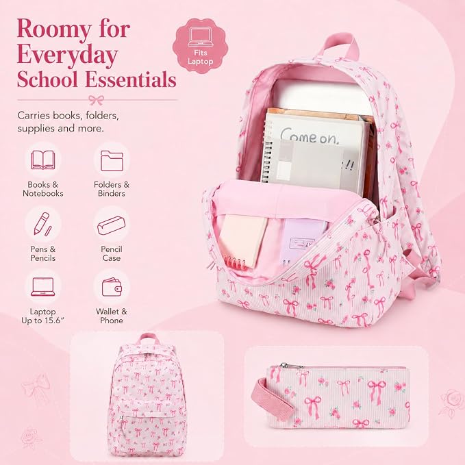 BTOOP School Backpacks for Teen Girls Bookbags Lightweight Kids Backpack School Bags Set with Lunch Box Pencil Case