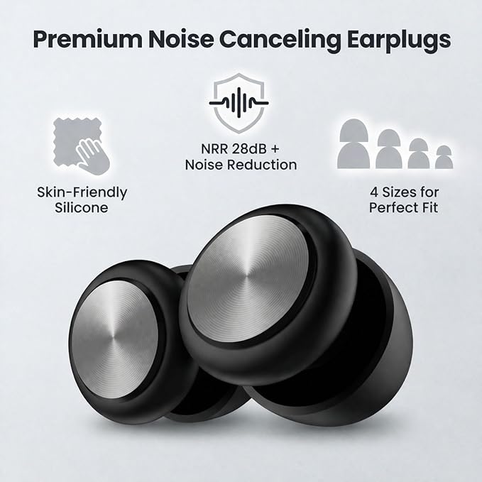 Ear Plugs for Noise Reduction – Reusable Silicone Earplugs with Filter Technology for Sleeping, Travel, Focus, Concerts & Motorcycling Ear Plug +8Tip (Bullet-White)