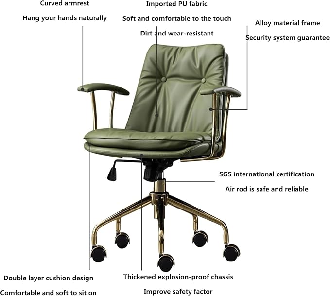 Task Chairs Office Chair High Back Pu Leather Desk Chairs Height Adjustable Computer Chair with Armrests and Castors Load 400lbs Chair Ergonomic