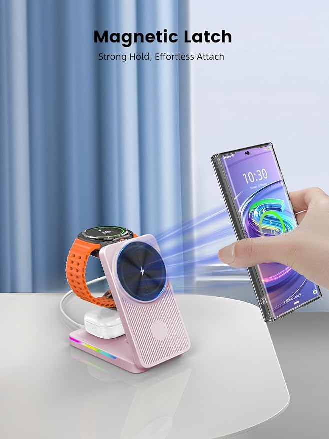 Wireless Charger for Samsung, 3 in 1 Charging Station for Samsung - Magnetic Android Charging Station for Galaxy S26 Ultra, Z Fold/Flip & Buds4 Pro - Nightstand Organizer & Bedside Charger for Travel