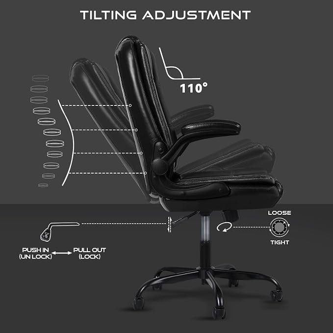 VITESSE Ergonomic Office Chair, Big and Tall Executive Office Chair | Office Chair with Flip-up Armrests,High Back Lumbar Support Home Computer Desk Chair, Heavy and Duty Computer Chair (Black)