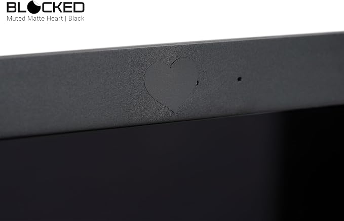 BLOCKED Original Vinyl Webcam Cover Stickers | Restickable & Stackable Privacy Covers | for All Camera-endable Devices | 3-Sizes | 57 Black Hearts (Muted Matte)