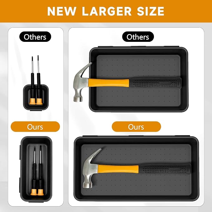 Tool Box Organizer Tray, 24 PCS & 5 Sizes, Black | Premium ABS Plastic, Interlocking Modular Design, Versatile Used Organizer for Storing Tools Wrench Screwdrivers Hammer Nails