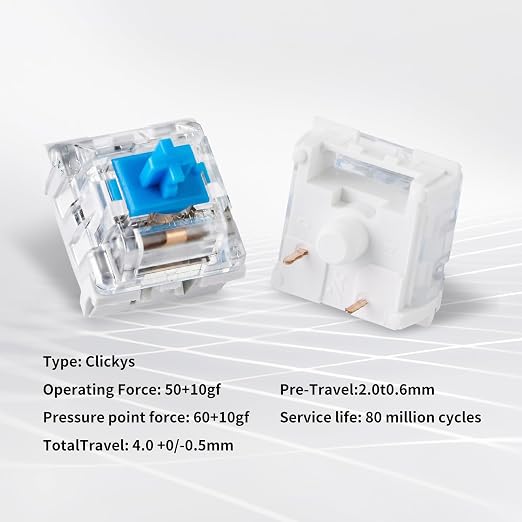 ELUTENG 110 PCS Switch Replacement 3 PIN Mechanical Keyboard Switches, Clicky, Accurate Typing, Dustproof,Universal Replacement Parts for Office and Gaming (Blue)