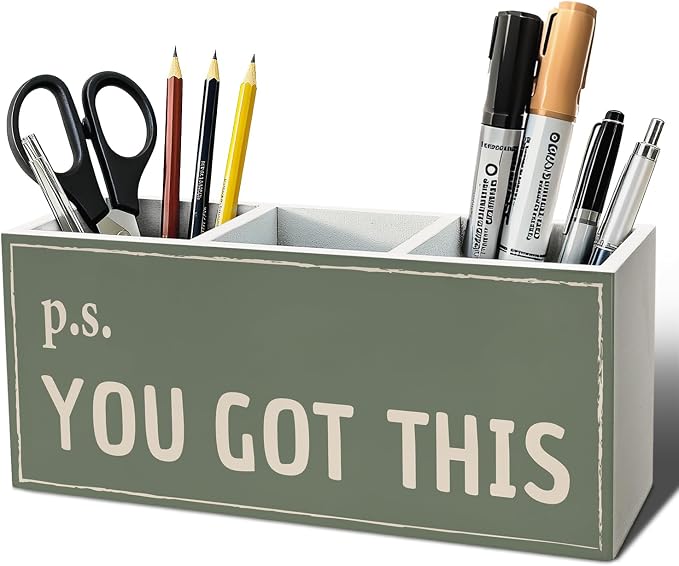 You Got This Inspirational Office Pen Pencil Holder | Encouragement Gifts Wood Desk Organizer and Accessories for Office Tabletop