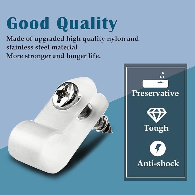 1/4 Inch R-Type Clip Clamp, 100 Pcs | Nylon P-Type Mounting Clips, Cable & Wire Management, Stainless Steel Screws Included