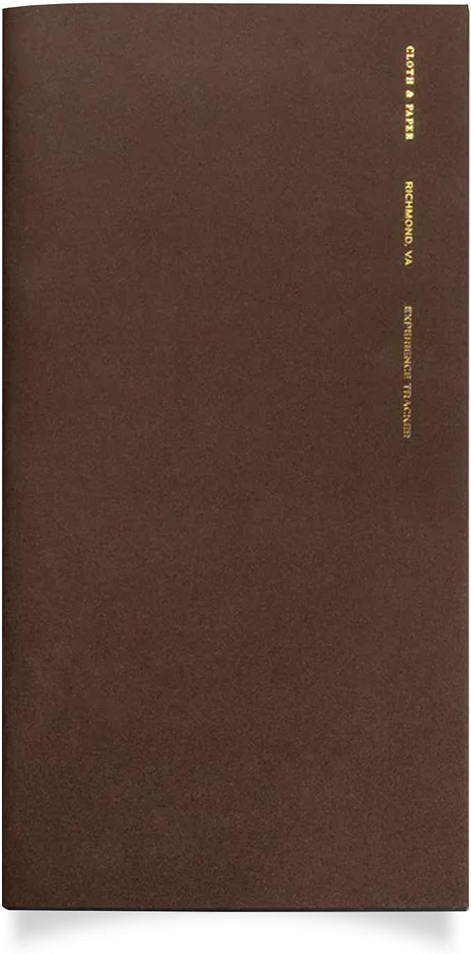 Cloth & Paper Travel Notebook | Experience Journal Tracker – Walnut | A5 Slim Travel Journal Notebook 4.3" x 8.3" | Experience Log for Restaurants, Travel, Places & Activities – Soft Touch Cover