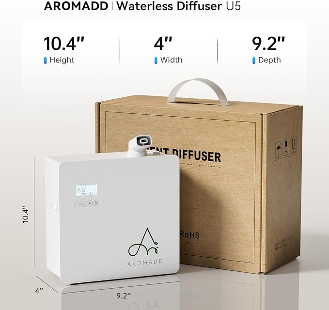2025 Upgraded 3500 Sq.Ft Smart Scent Machine - HVAC System, Whole House Aroma & Hotel Collection Diffuser, Waterless Essential Oil Diffuser for Home, Office, 600ML Capacity, Cold Air Tech (White)