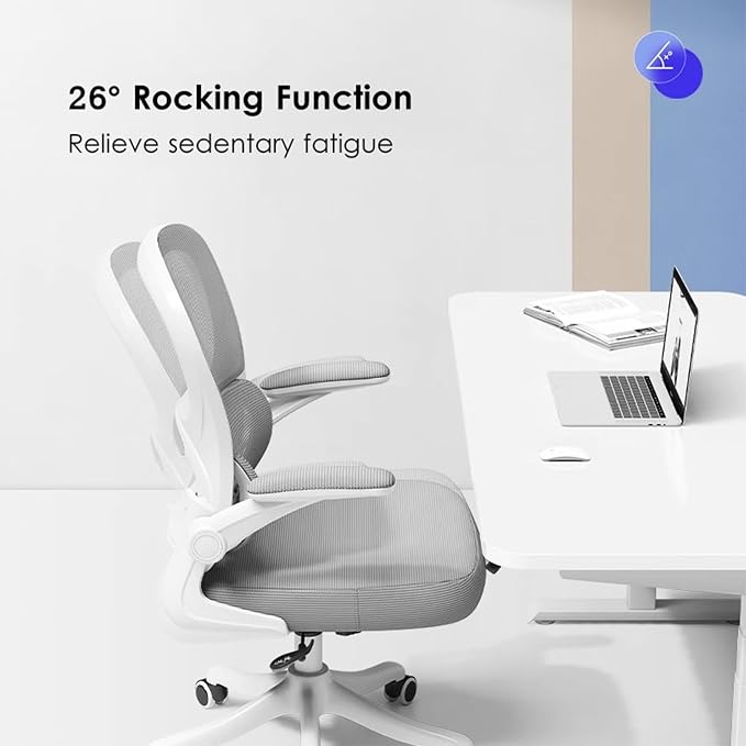 Ergonomic Office Chair, Heavy Duty Executive Task Chair with Adaptive Lumbar Support & Headrest, Breathable Mesh Swivel Desk Chair with Flip Up Armrest