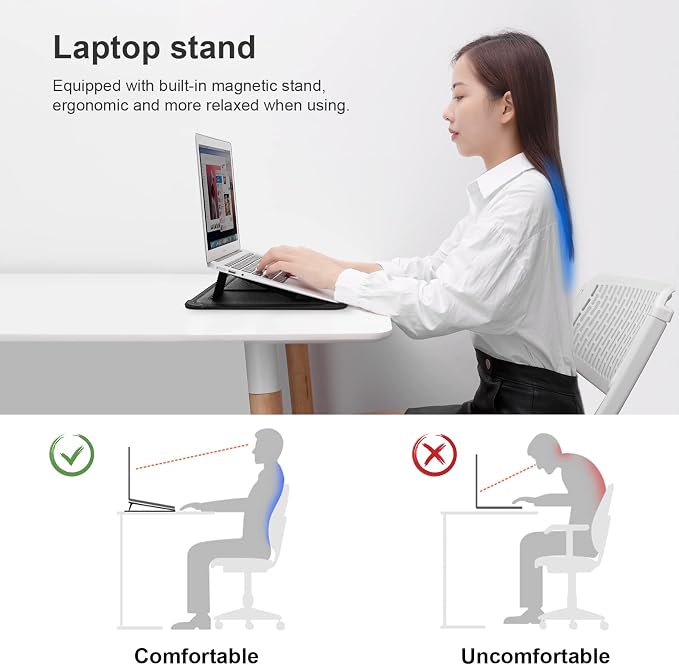 Nillkin Laptop Sleeve 15.6 inch (3-in-1), MacBook Sleeve with Adjustable Stand & Mouse Pad, 2 Stand Modes, 15 inch Laptop Case, MacBook Accessories, Slim for Chromebook/HP 13-15.6, Black Texture