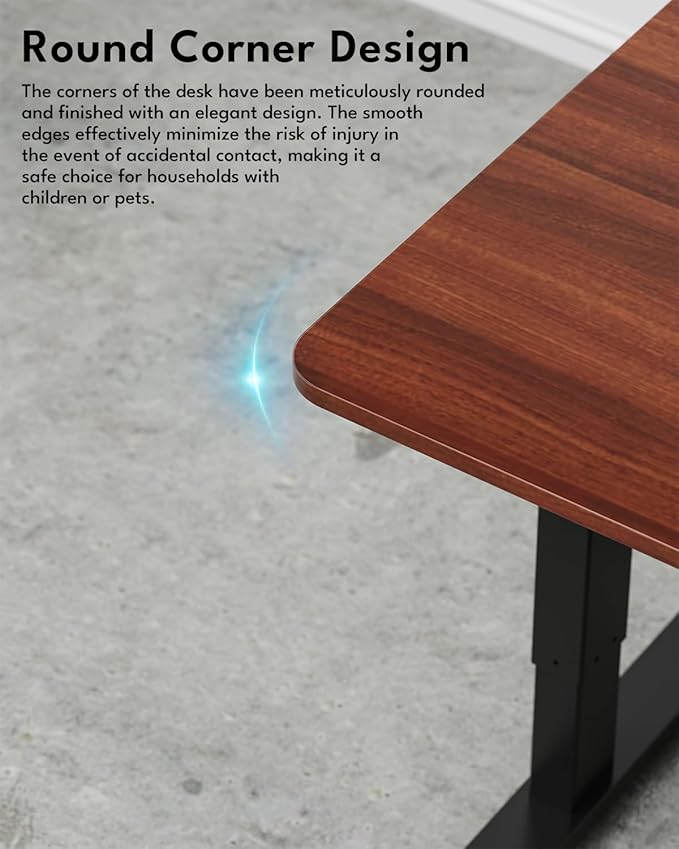 Large Electric Standing Desk, Gaming Desk, 55 x 24 Inch, Walnut | Height Adjustable Computer Desk with Smart Controller, Sit and Stand Up Table for Home, Office, Work, Study, Writing