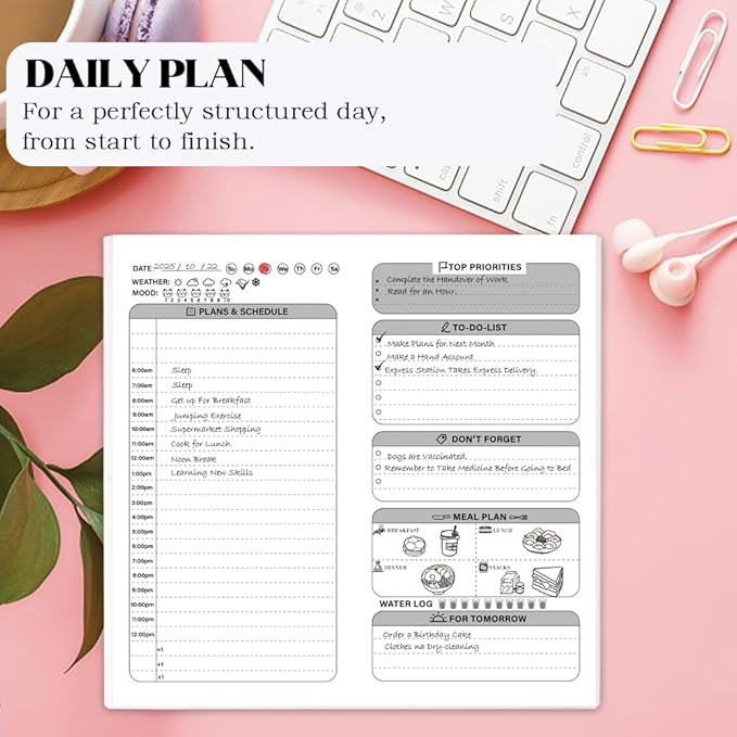 Travelers Notebook Inserts,Undated Daily Planner,Daily Appointment Book, Easily Organize Your Tasks,30 Sheets,8.25" x 4.25",Travelers Notebook Refills for Journals,Diaries,Planners