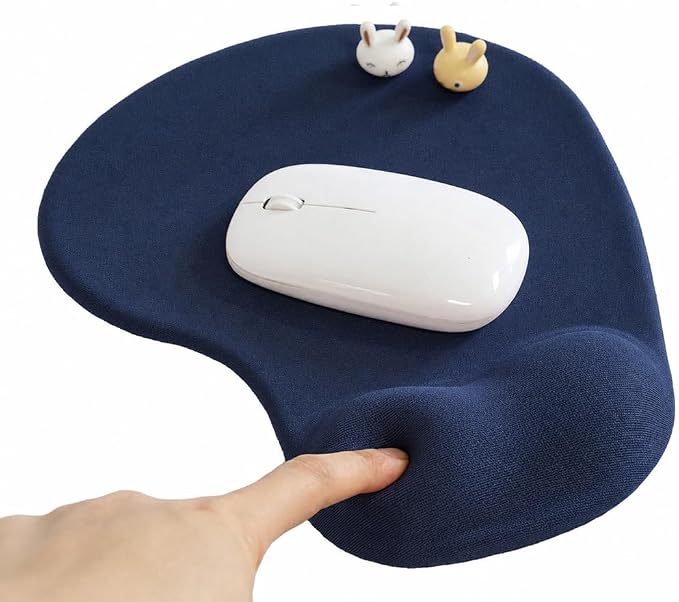 Office Mousepad with Gel Wrist Support - Ergonomic Gaming Desktop Mouse Pad Wrist Rest - Design Gamepad Mat Rubber Base for Laptop Computer -Silicone Non-Slip Special-Textured Surface (08Navy)