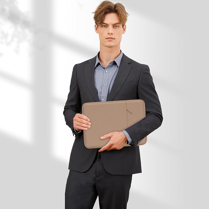 MOSISO Laptop Case 14 inch, 14 inch Laptop Sleeve Compatible with HP Lenovo Dell ASUS Acer, HP Stream, Dell Latitude, Lenovo IdeaPad, Polyester Vertical Computer Sleeve Bag with Pocket, Bronze Brown