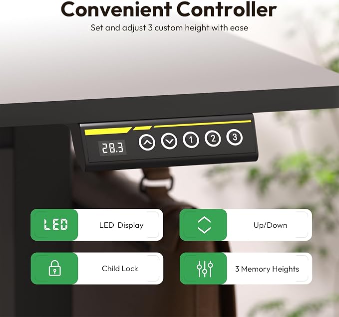 Large Electric Standing Desk,63x28 Inches Adjustable Height Stand up Desk, Sit Stand Home Office Desk, 3 Preset Heights,Equipped with Hooks,Ergonomic Computer Desk Workstation，Black