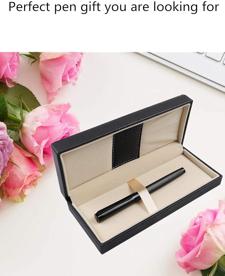 Pemmeed Rollerball Pen Liquid Ink Pens for Women Luxury Box Gel Pen Black Ink Fancy Pen Refillable for Executive Office,Professional,Birthday Nice Pens G8 (Black)