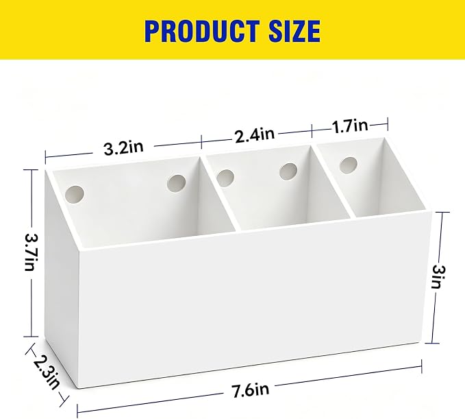 Magnetic Dry Erase Marker Holder for Whiteboard, Anti-slip Magnet Pen Holder for Fridge Refrigeator, Acrylic Pencil Holder for Classroom Teacher, Office Accessories, Locker Organizer(White)