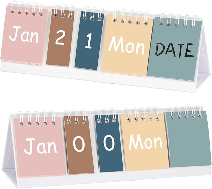 Boho Perpetual Desk Calendar Count Down Flip Calendar Desktop Calendar for Office Classroom Supplies with Day Date Month Display Planner Home Decor Christmas Gift for Women 8.74 x 2.76 Inch