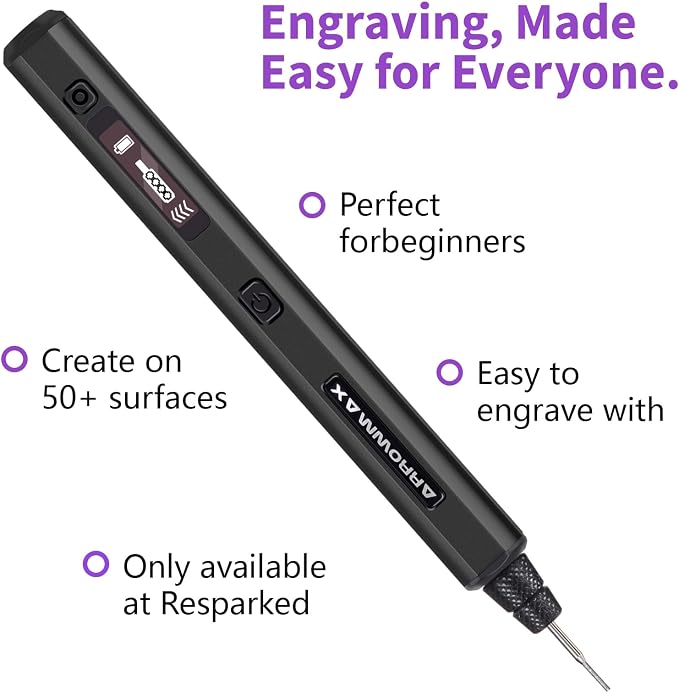 Mini Engraving Pen: Ultimate Cordless Portable Tool for Artists & DIYers - Engrave 50+ Surfaces - Beginner Friendly - Engraving Pen for Bead, Metal, Wood, Glass and Plastic,Black