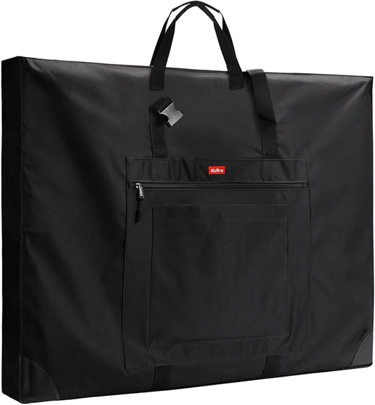 Nicpro Large Size Art Portfolio Case, Artist Portfolio Tote Bag with Leather Corners & Side Widening, Waterproof Storage Portfolio Folder with 3 Pockets for 24'' x 36'' Poster Canvas Sketching Drawing
