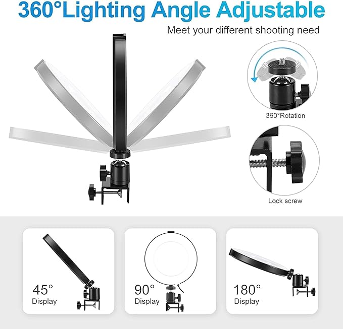 Ring Light for Computer, Video Conference Kit, 6" Ring Light with Clamp Mount & 10 Brightness Level