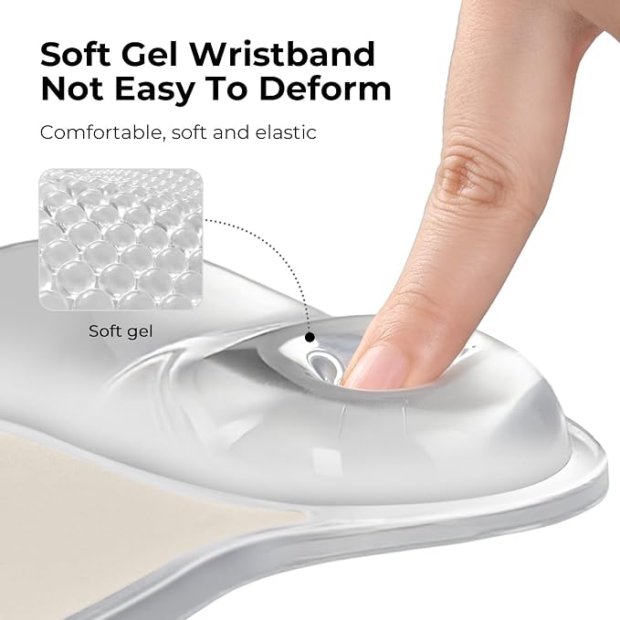EooCoo Ergonomic Waterproof Mouse Pad with Gel Wrist Rest Support | Middle Concave Design, Leather Mouse Pad, Relieve Wrist Pain, Non-Slip Base, Office Desk Accessories, Non-Slip Base
