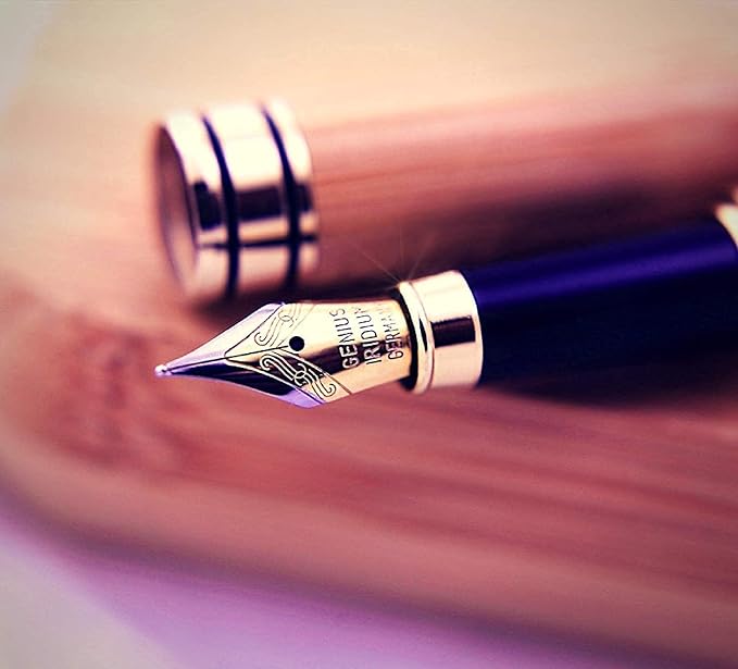Dryden Designs Luxury Bamboo Fountain Pen with Ink Refill Converter and Matching Gift Case - Smooth & Elegant, Gift Set for Calligraphy Writing, Signature, Journal, Artist and Professionals