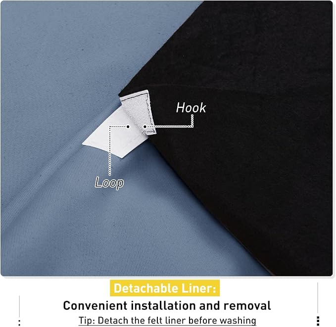 NICETOWN Sound Barrier 100% Blackout Divider Curtains 84", Noise, Heat and Cold Blocking Drapes with Felt Fabric Lining for Nursery/Daytime Sleep/Bedroom (Stone Blue, 2 PCs, 52" Wide)