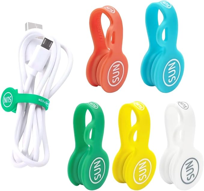 Cable Cord Organizer Magnetic Cord Organizers Twist Ties Magnet Clips Cord Wrap Keepers For Charging Cord Headphone Cord Holder Silicone Cable Strap Appliance Fridge Bookmark Whiteboard Keychain 5PACK