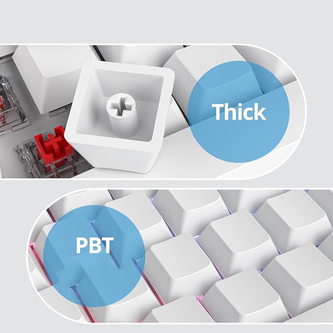 Fogruaden Blank Keycaps, Thick PBT White Keycaps, Cherry Profile, Minimalist White, 128 Key, Custom Keycap for Mechanical Keyboard