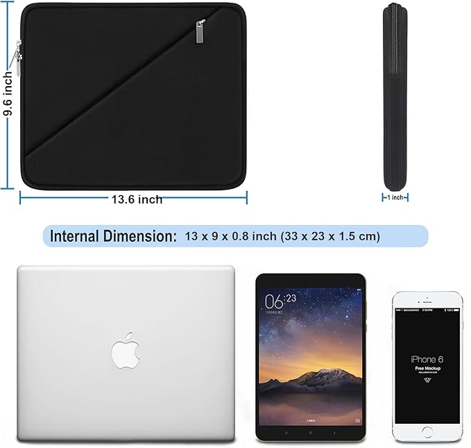 Laptop Case 13 inch, Traveling Carrying Computer Bag with Zippered Pocket, Shockproof Protective Laptop Sleeve Compatible for 13 inch New MacBook Air M2, 13 inch MacBook Pro M2 M1, Black